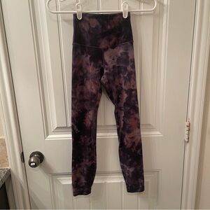 Lululemon Women’s 0 Purple & Black Tie-Dye Leggings Activewear Stretch Yoga Gym